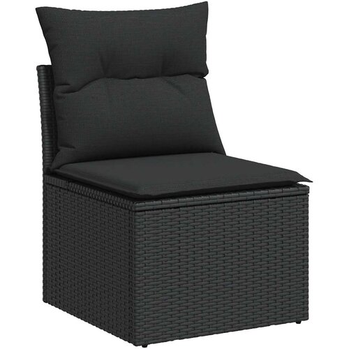  10-dijelni set vrtnih sofa s jastucima crni od poliratana Crna 61 x 62 x 69 cm Slike