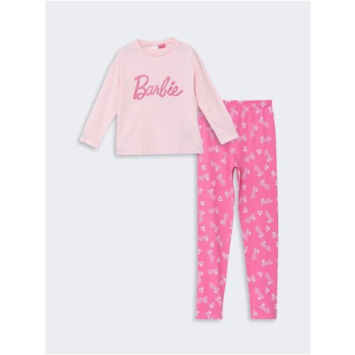 LC Waikiki Crew Neck Barbie Printed Long Sleeve Girls Kids Pajamas Set Cene