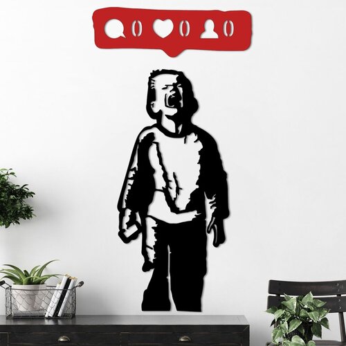 Wallity Zidna dekoracija Banksy Metal 05, 39 x 84 cm, Crna Cijene