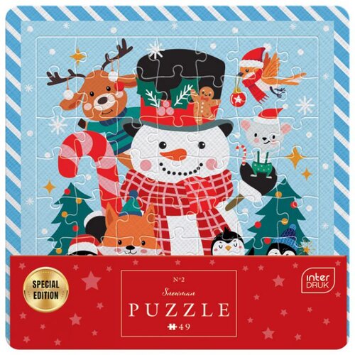  PUZZLE 49 KOM U OKVIRU CHRISTMAS &amp;quot;SNOWMAN&amp;quot; INTERDRUK Slike