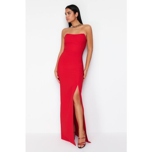 Trendyol red body-fitting woven long evening dress Slike