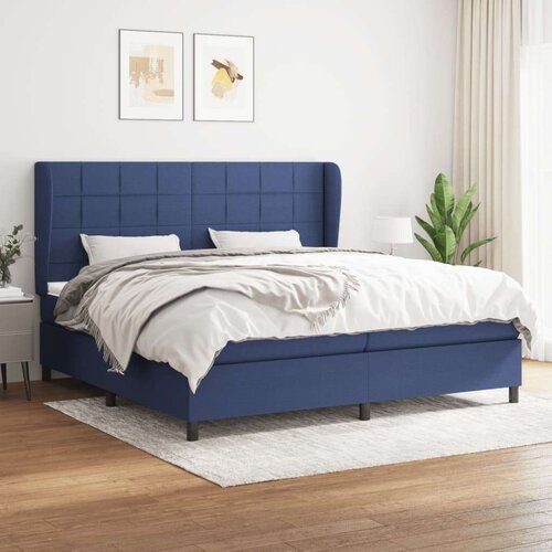  Box spring postelja z vzmetnico modra 200x200 cm blago, (20761109) Cene