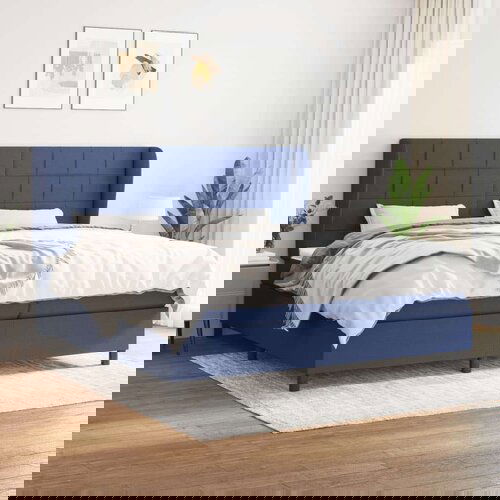  Krevet s oprugama i madracem plavi 200 x 200 cm od tkanine Cijene