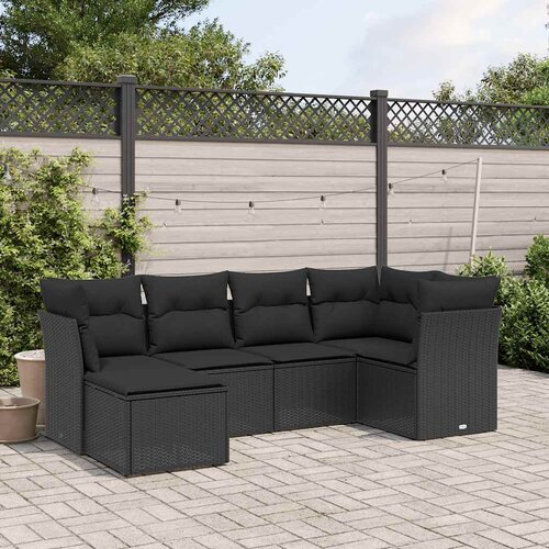  6-dijelni set vrtnih sofa s jastucima crni od poliratana Cijene