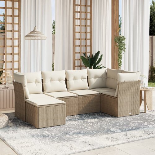 vidaXL 6-dijelni set vrtnih sofa s jastucima bež od poliratana Cijene