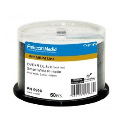 Falcon media dvd+r 8.5gb dl 8xfface white printable 50pac/cake/f0906 ( 55YFP85+/Z ) Cene
