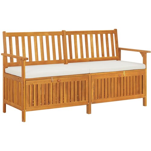 VidaXL Klupa za pohranu s jastukom 148 cm od masivnog bagremovog drva Slike