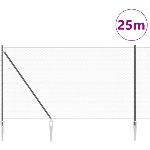 VidaXL Set Ogra Set od 2 Siva Čelik 25 x 1.5 m Sklopivo Vanjska Ogra Slike