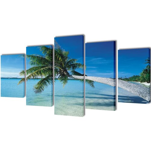 VidaXL Zidne Slike na Platnu s Printom Pje&amp;scaron;čane Plaže i Palme 200 x 100 cm Slike