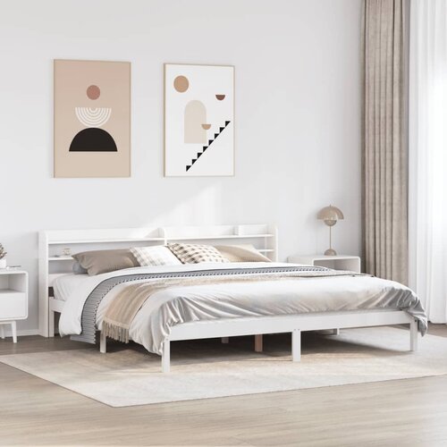 Furnova Posteljni okvir brez vzmetnice bel 200x200 cm trdna borovina, (21941630) Slike