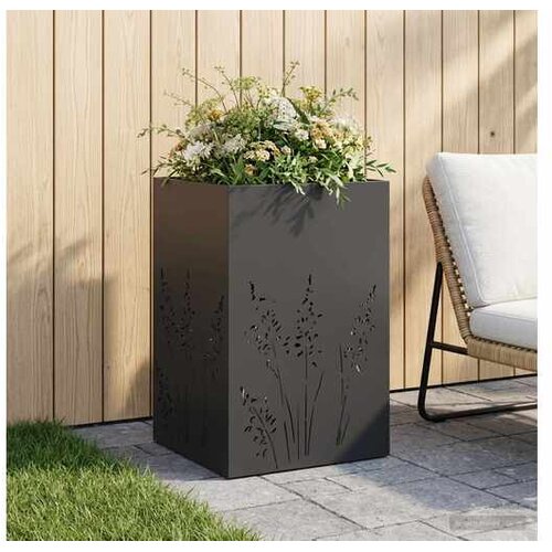 vidaXL Vrtna saksija Crna 50 x 50 x 75 cm Čelična vrata - Crna 50 x 50 x 75 cm 1 Cijene