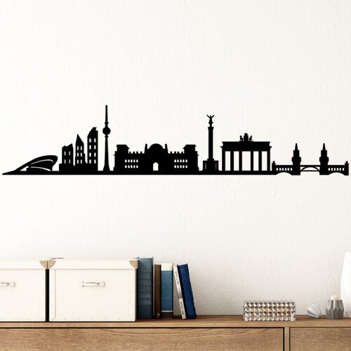 Wallity Zidna dekoracija Berlin Skyline, 119x24 cm, 1.5 mm, Crna Cene