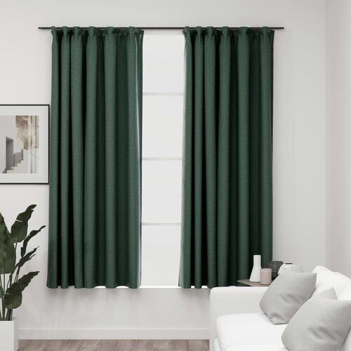 vidaXL Zatemnitvene zavese z obešali 2 kosa zelene 140x175 cm Cene