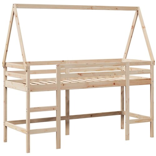 VidaXL Krevet na kat s ljestvama i krovom 90x190 cm od borovine Slike