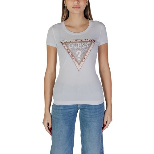 Guess Majice s kratkimi rokavi SS CN CHEETA LOGO W5RI22 J1314 Bela Slike