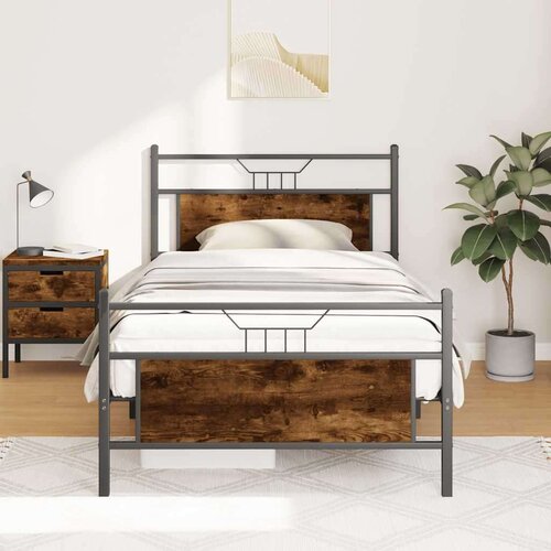 vidaXL Posteljni okvir brez vzmetnice hrast 100x200 cm inženirski les Cene