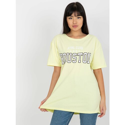Fashion Hunters Light yellow T-shirt with loose print Slike