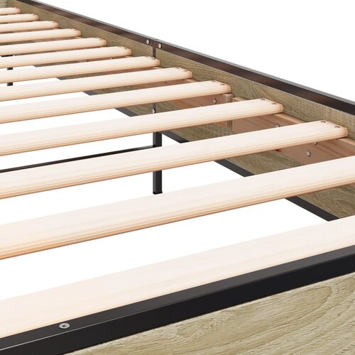  Okvir za krevet boja hrasta 100x200cm konstruirano drvo i metal Smeđa 100 x 200 cm Slike