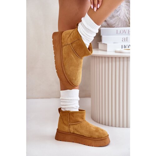 Kesi Low women&amp;#039;s snow boots on a platform insulated with Camel Saldren fur Slike