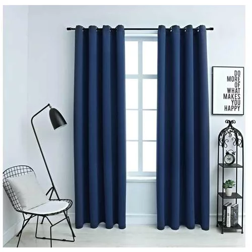  Zatemnitvene zavese s kovinskimi obročki 2 kosa modre 140x175cm