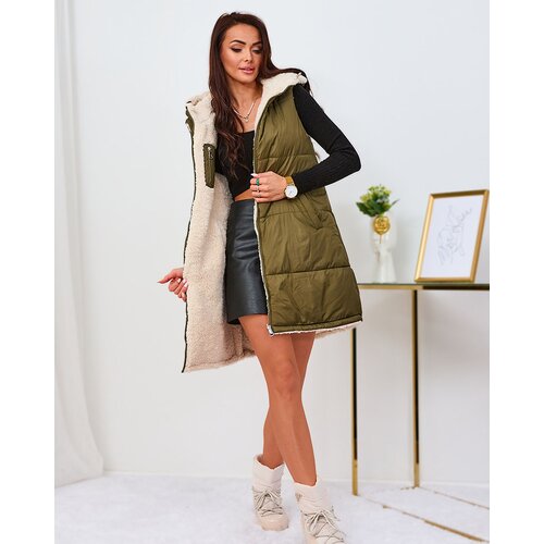 Resti Green and cream long double-sided women&amp;#039;s vest Slike