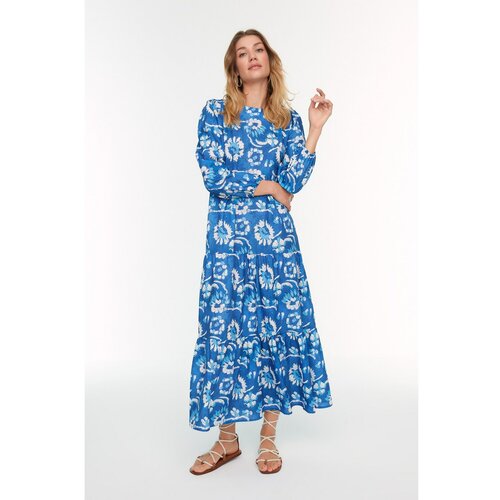 Trendyol Blue Floral Pattern Woven Dress Slike