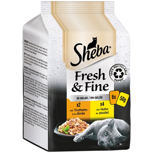  Varčno pakiranje Sheba Fresh & Fine vrečke 72 x 50 g - Puran & pi&scaron;čanec v želeju Cijene