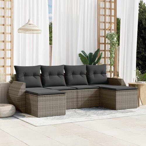 vidaXL 6-dijelni set vrtnih sofa od poliratana s jastucima sivi Cijene