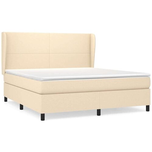  Krevet s oprugama i madracem krem 180x200 cm od tkanine Slike