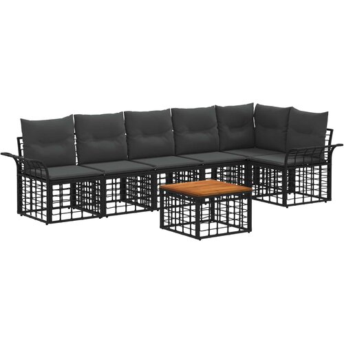  Set vanjskih sofa 7 kom. Crna i tamno siva Poliester Slike