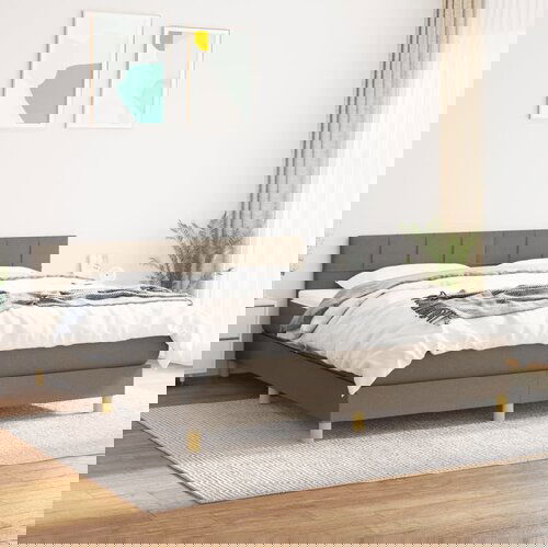 VidaXL Box spring postelja z vzmetnico taupe 160x200 cm blago Slike