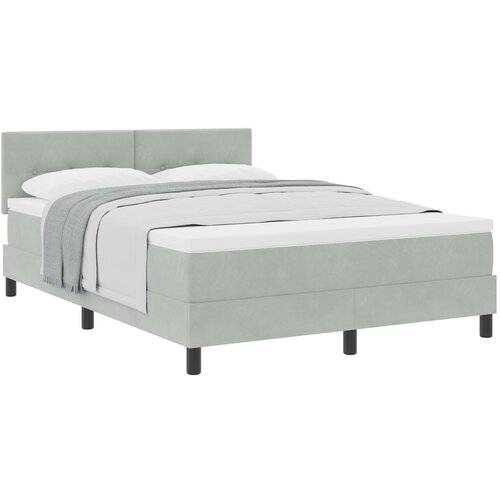 VidaXL Box Spring Krevet s Madracem Svjetlosiva 140x190 cm Bar&amp;scaron;un Slike