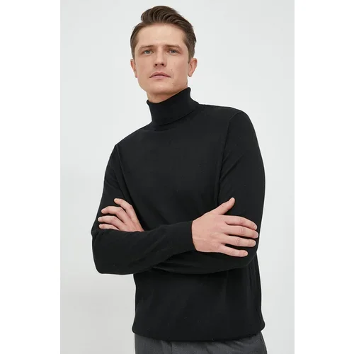 GAP Vuneni pulover za muškarce, boja: crna, lagani, s dolčevitom