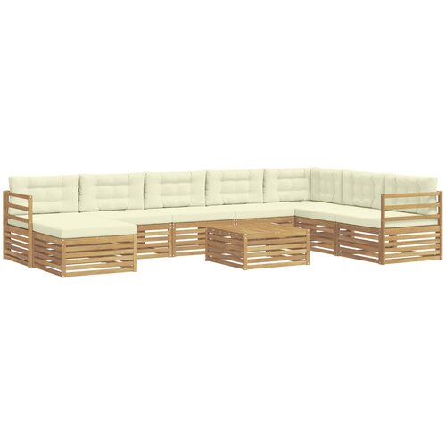vidaXL Zunanja garnitura za sedenje 9 pcs Bela in krem Poliester, (5000280677) Cene