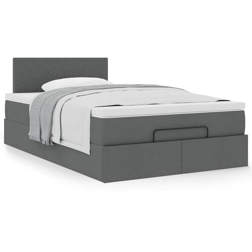 VidaXL Otomanski posteljni okvir z vzmetnico siv 120x190 cm blago Slike