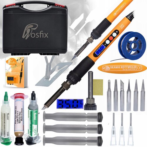 Rosfix SET SPAJKALNA POSTAJA ORANGE ROTTWEILER – 60W, LCD, 180–500 °C, 900M, TOPNIKI, CYNA | 220V, KOVČEK, (5000075852) Cene
