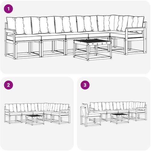  Set vanjskih sofa 7 kom. Prirodna i svijetlo siva Slike