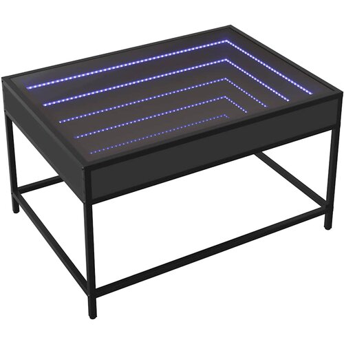  Stolić za kavu s beskonačnim LED svjetlima crni 70 x 50 x 41 cm Slike