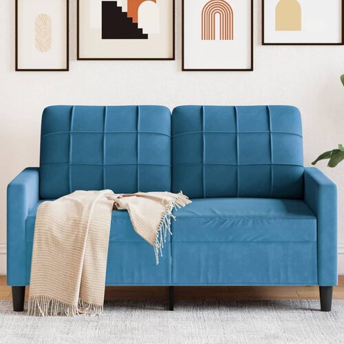 VidaXL Kavč dvosed moder 120 cm žamet Slike