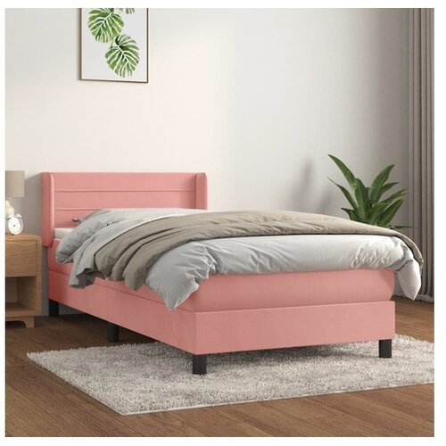  Box spring postelja z vzmetnico roza 100x200 cm žamet Cene