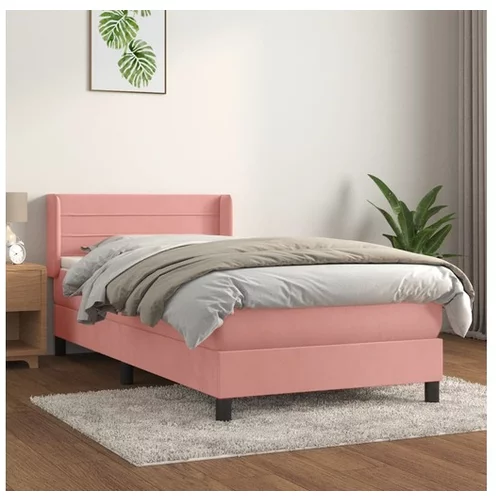  Box spring postelja z vzmetnico roza 100x200 cm žamet