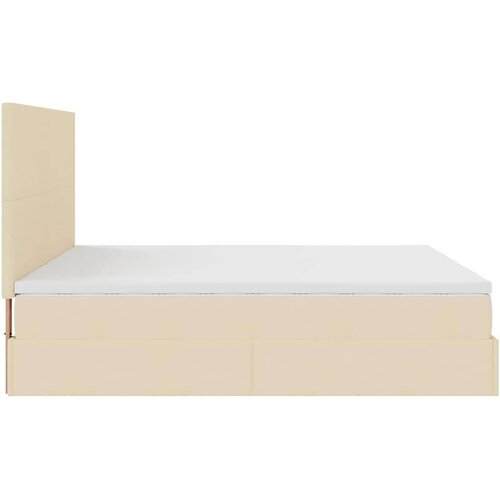 VidaXL otomanski okvir kreveta s madracima krem 180x200cm od tkanine Slike