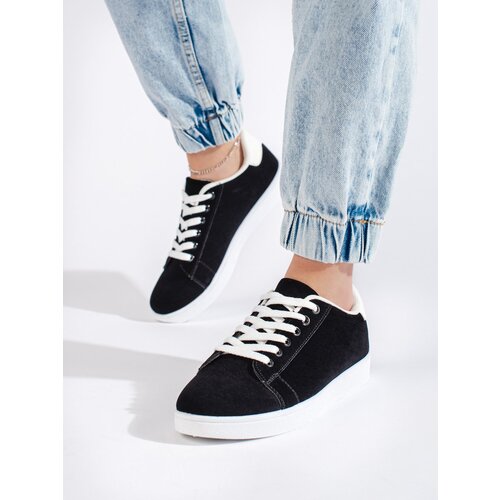 Shelvt Women's Black Suede Sneakers Cijene
