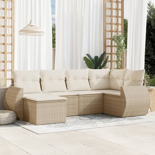 vidaXL 6-dijelni set vrtnih sofa s jastucima bež od poliratana Cijene
