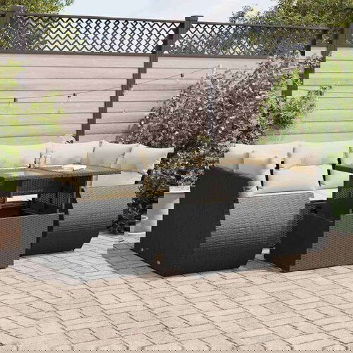 vidaXL 7-dijelni set vrtnih sofa od poliratana s jastucima crni Cijene