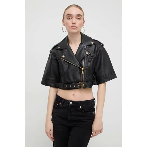 Versace Jeans Couture Kožna ramones jakna za žene, boja: crna, za prijelazno razdoblje