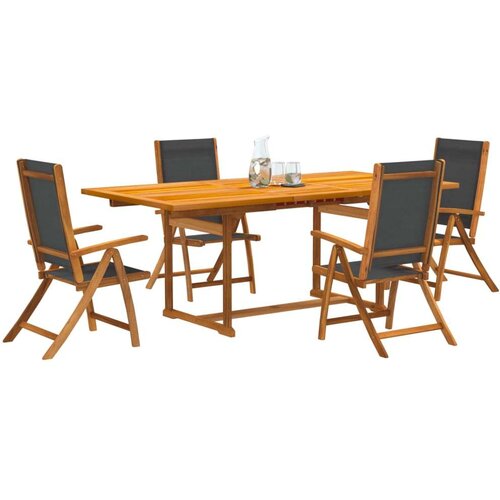  5-dijelni vrtni blagovaonski set od drva bagrema i tekstilena Cijene