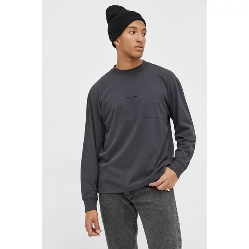Abercrombie & Fitch Pamučna majica dugih rukava boja: siva, jednobojni model
