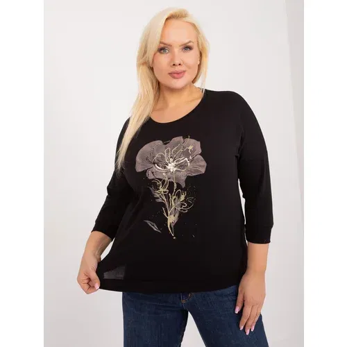 Fashion Hunters Black women's oversized blouse with appliqué