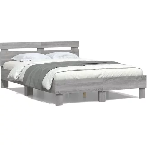vidaXL Okvir kreveta s uzglavljem LED siva boja hrasta 120x200 cm